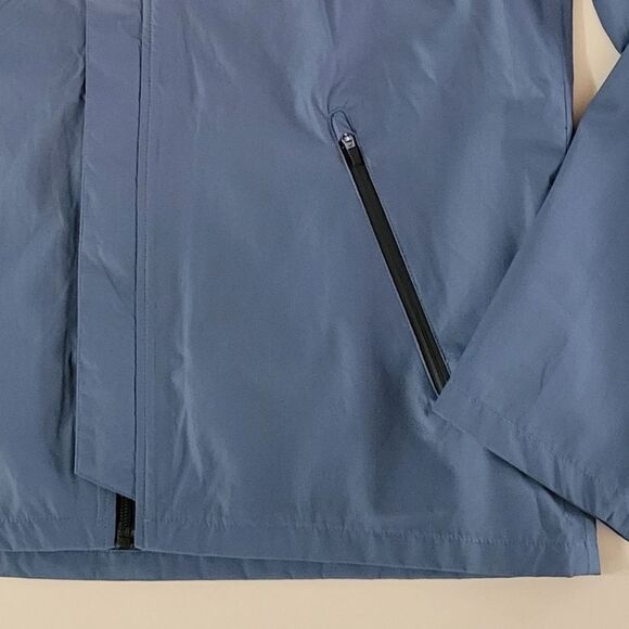 Your Turn Active Men's Blue Gray Hooded Performance Rain Jacket - Picture 8 of 15